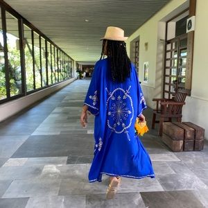 Blue kimono swim coverup